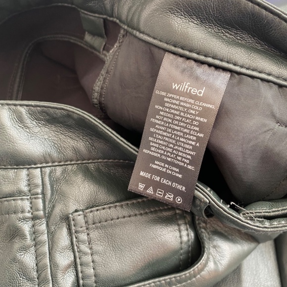 SOLD-Wilfred dark green vegan leather pants - Picture 7 of 7